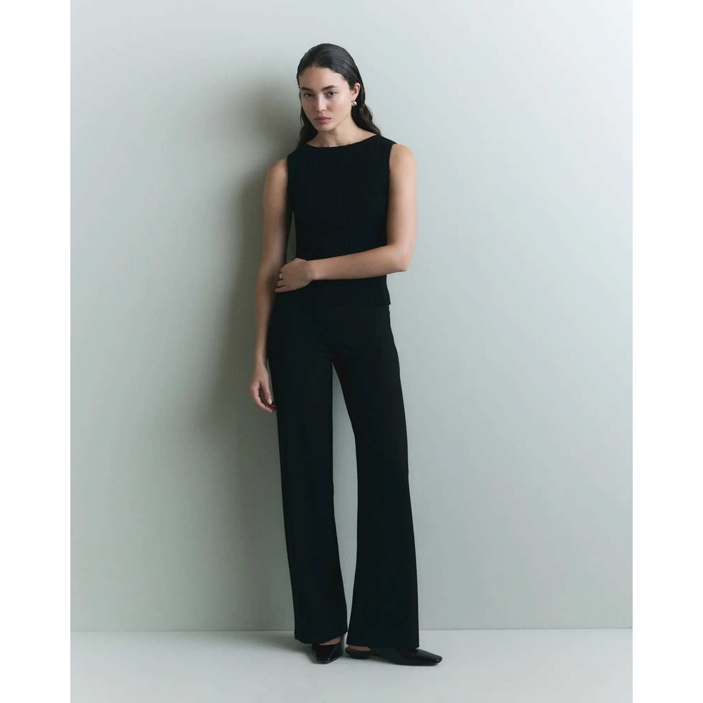 Quince Ultra Stretch Ponte Wide Leg Pants Black Medium 30 Inseam NWT - Picture 2 of 8